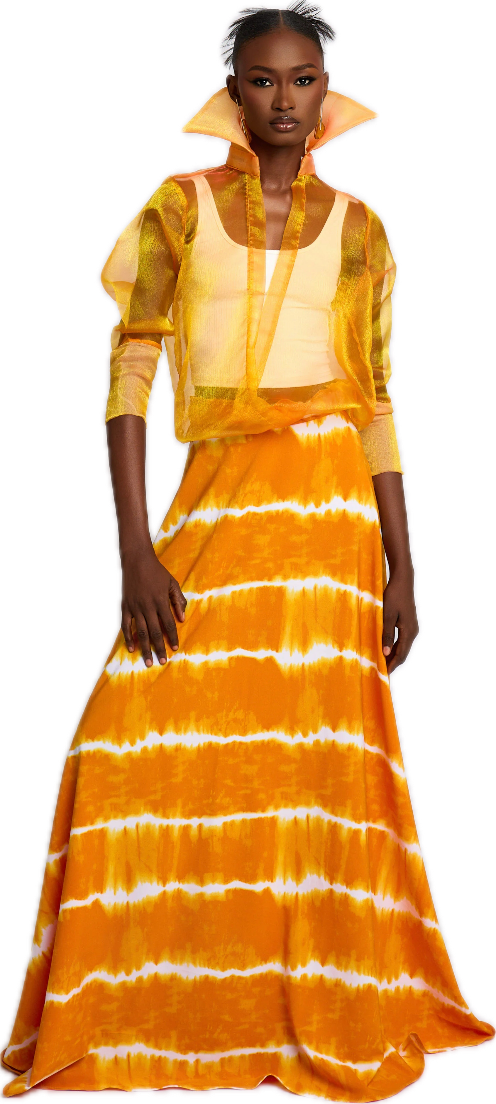KÏKA SÏLZA orange organza and tie-dye look